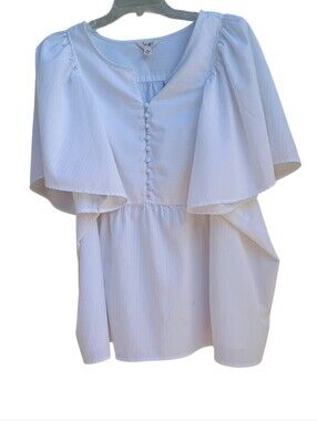 Terra & Sky White Boho Textured Top sz 4x
